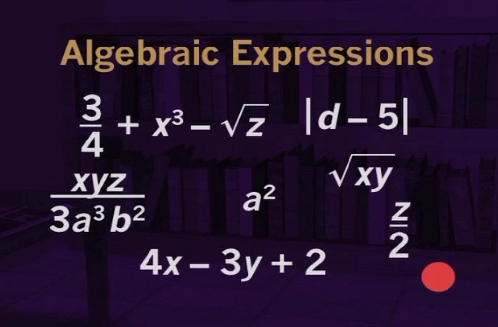 showing algebraic expressions